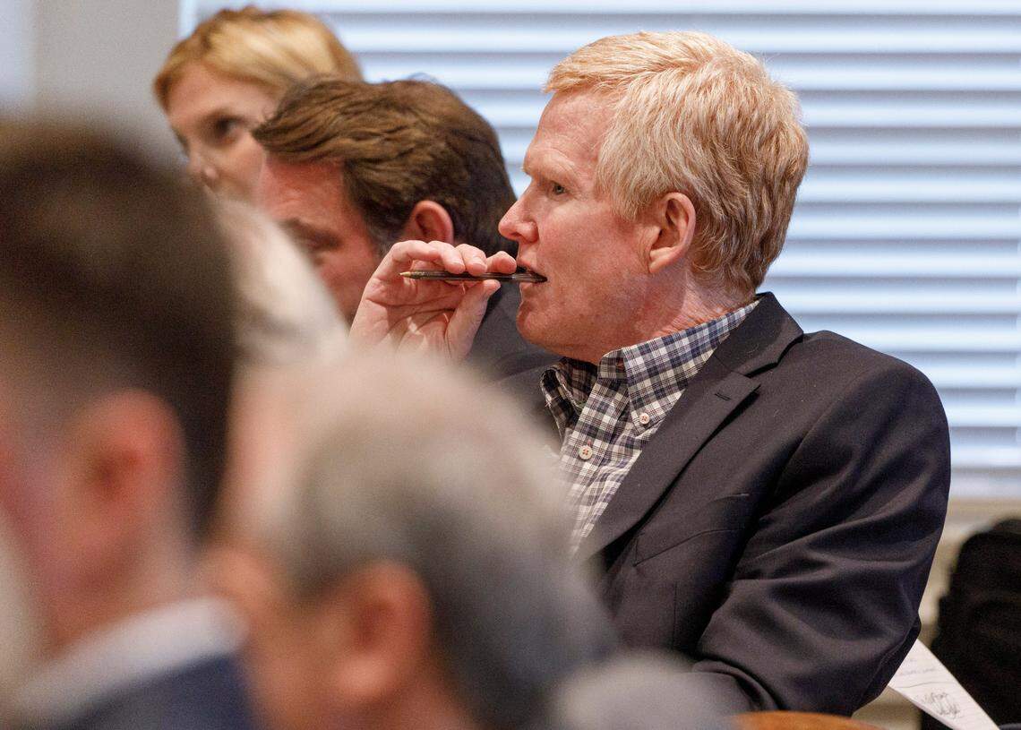Former Hampton attorney Alex Murdaugh in court on the second day of pre-trial preparations at the Colleton County Courthouse in Walterboro, Tuesday, Jan. 24, 2023. Grace Beahm Alford/The Post and Courier/Pool