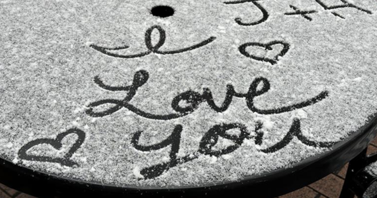 Someone left a message in the snow in downtown Greenville Jan. 10, 2025.