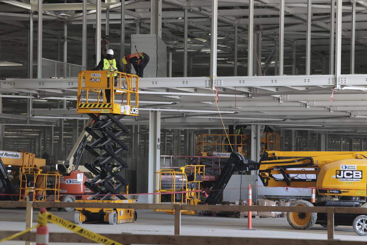 One of the buildings under construction at Scout Motors on Tuesday, Feb. 10, 2026. Work is being done on the 1,100-acre site to complete the electronic vehicle production facility by late 2026 to early 2027. 