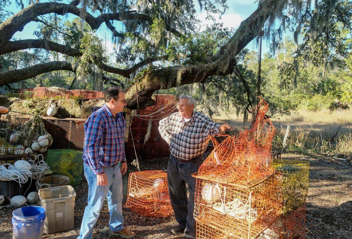 For decades, Jerry Gault, left, and his father Bob Gault have fished the waters off Beaufort County for horseshoe crabs. Jerry said when Charles River did not need horseshoe crabs for the duration of the 2016 season, the company paid him generously, though he did no work for them.