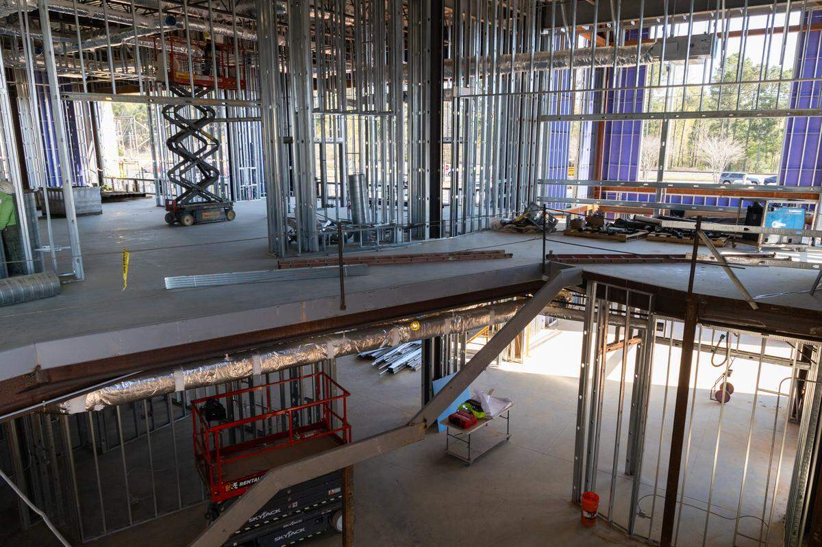 Irmo High School is under construction on Thursday, March 27, 2025. The new east wing of the complex will add new class rooms, a media center, dining area and offices for faculty and staff.