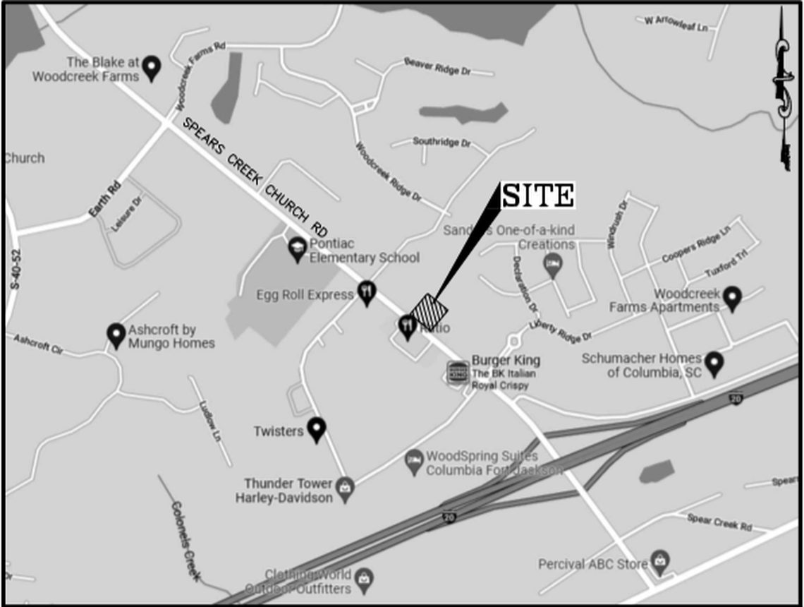 A map showing where a new business plaza is being proposed in Elgin.