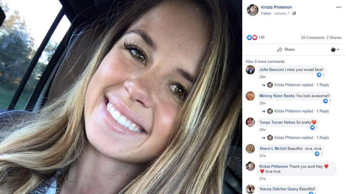 Krista Lee Philemon’s body was found in Lake Wateree, the Kershaw County coroner said.