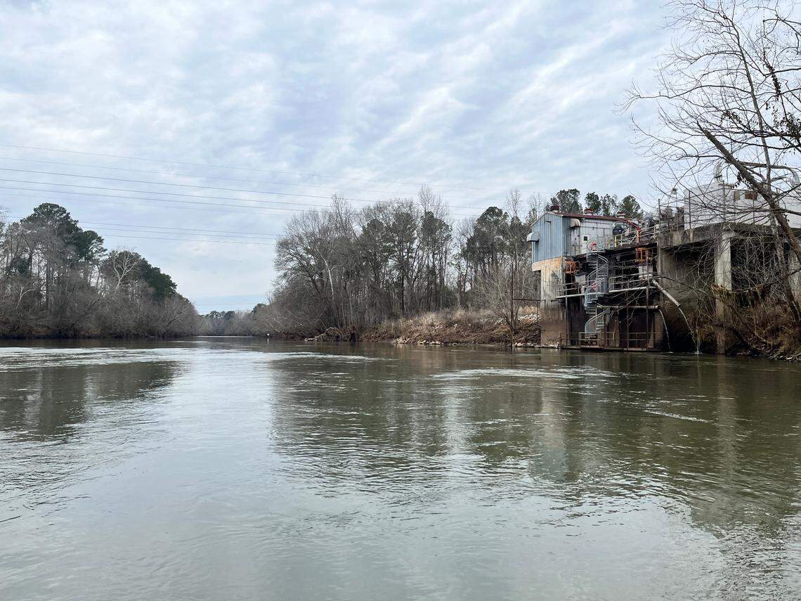 Shaw Industries as seen from the Saluda River at Irmo. The company is a long-time employer in metropolitan Columbia.