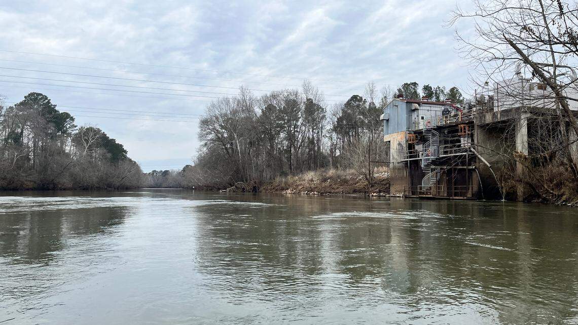 Shaw Industries as seen from the Saluda River at Irmo. The company is a long-time employer in metropolitan Columbia.