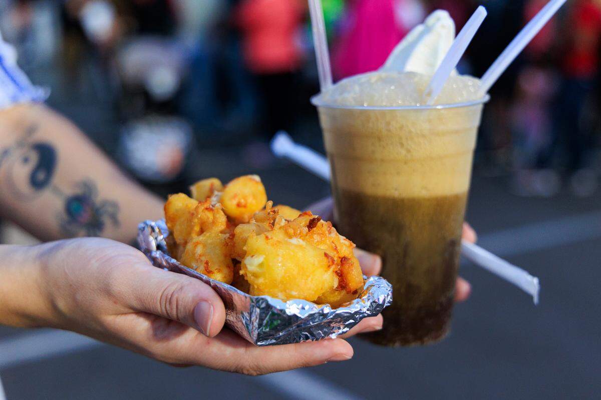 Cheese curds and a root beer float during the opening day of the South Carolina State Fair on Wednesday, October 11, 2023.