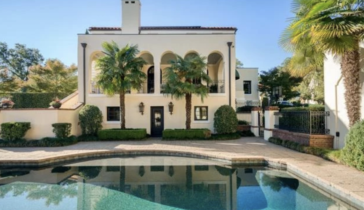 The pool is saltwater and one of several outdoor spaces for entertaining.