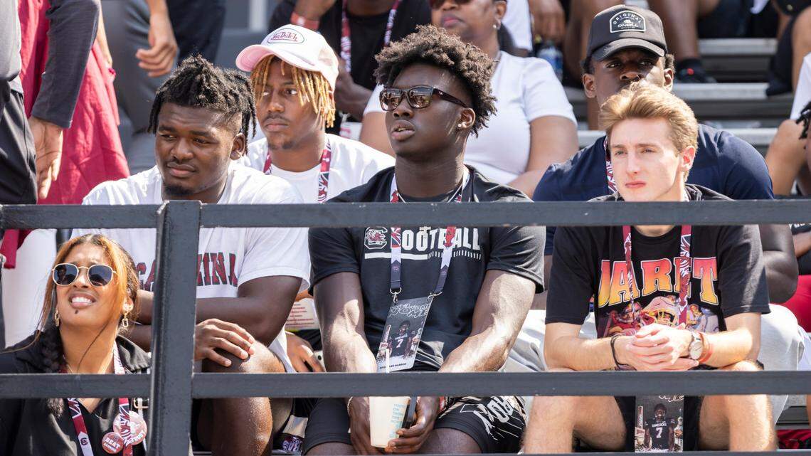 Five-star recruit Nyckoles Harborat watches the Gamecocks’ game against Georgia at Williams-Brice Stadium in Columbia, SC on Saturday, Sept. 17, 2022.