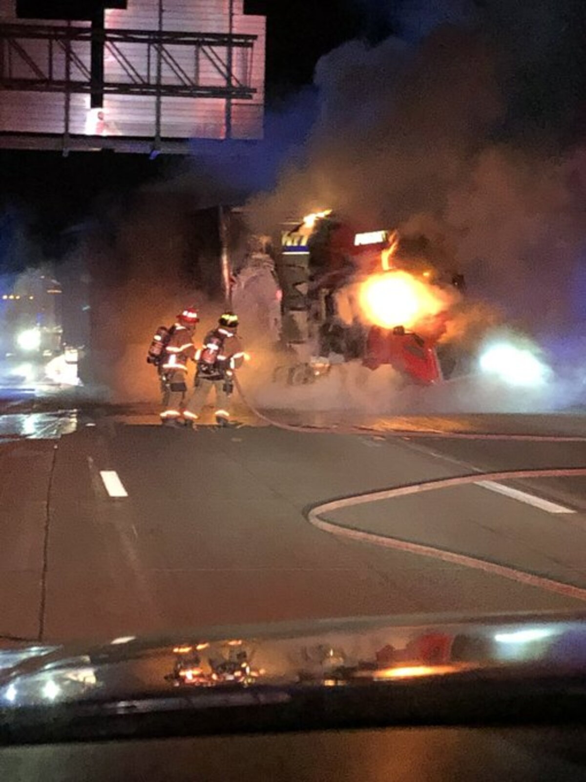 A tractor trailer fire caused a traffic jam on a highway running through Lexington.