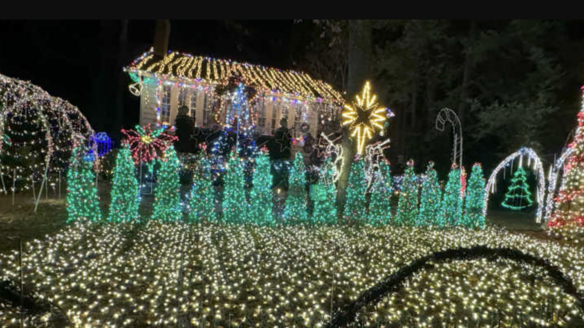 201 Overbrook Circle in Greenville has dancing trees, icicles, Santa, and reindeer. Tune to 88.1 to hear the synchronized music. until Jan. 6, 2024.
