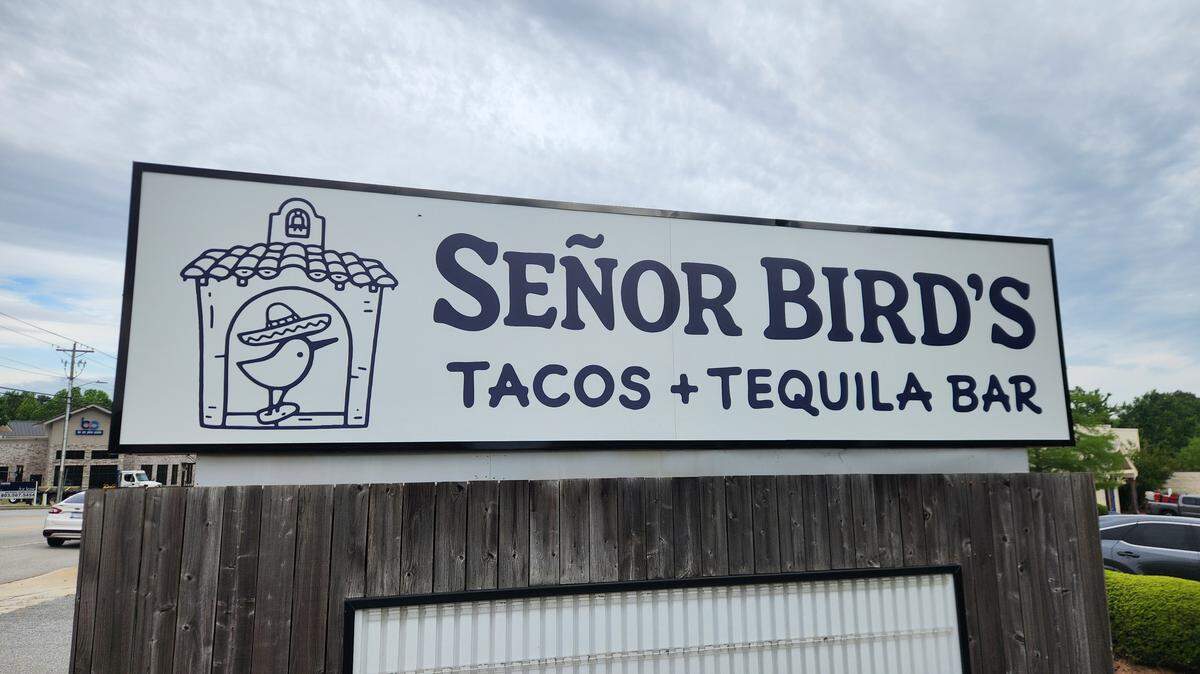 Signage for Señor Bird’s Tacos + Tequila Bar, captured here on May 6, 2026, has gone up at 942 E. Main St. in Lexington, where a Fatz Cafe formerly was located.