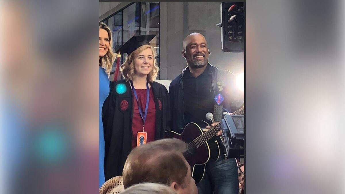 Bridget Mackey poses with Darius Rucker on the Today Show.