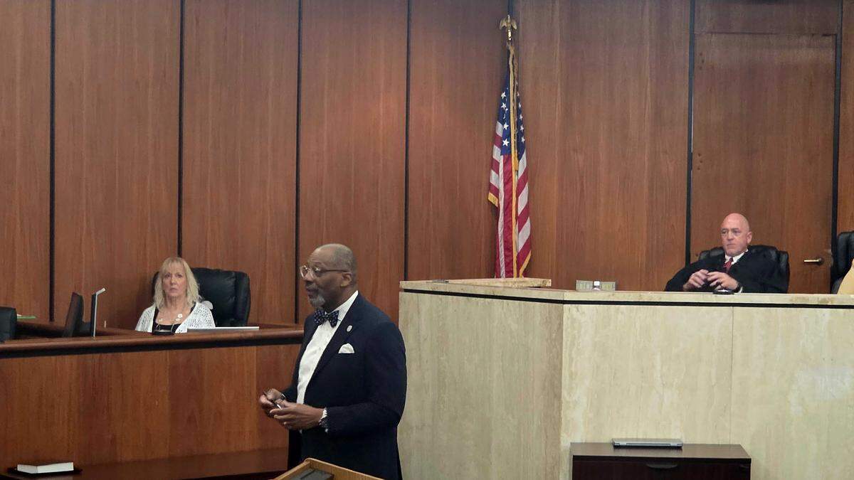 5th Circuit Solicitor Byron Gipson delivers opening statements during a trial for Rick Chow, May 27, 2026.