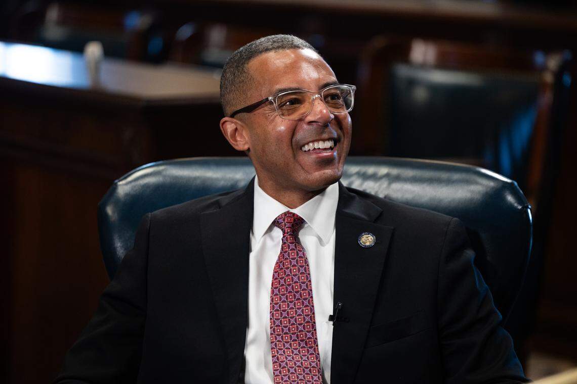 State Sen. Mike Reichenbach, R-Florence, joins the state senate GOP leadership to speak with media in the senate chambers on Wednesday, January 7, 2026.