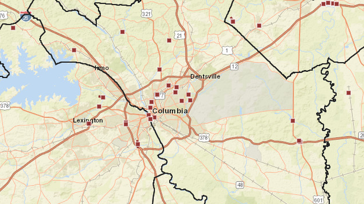 SCDOT plans to replace hundreds of aging bridges across South Carolina in the next decade, including several across Richland County. Pictured is a map from the department’s website identifying bridge projects across the county.