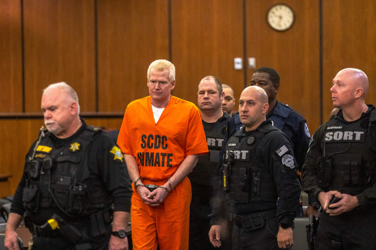 Alex Murdaugh is brought out during the Alex Murdaugh jury-tampering hearing at the Richland County Judicial Center on Monday, January 29, 2024 in Columbia, South Carolina. The hearing allegations against Colleton County Clerk of Court Rebecca “Becky” Hill ruled by former S.C. Chief Justice Jean Toal.