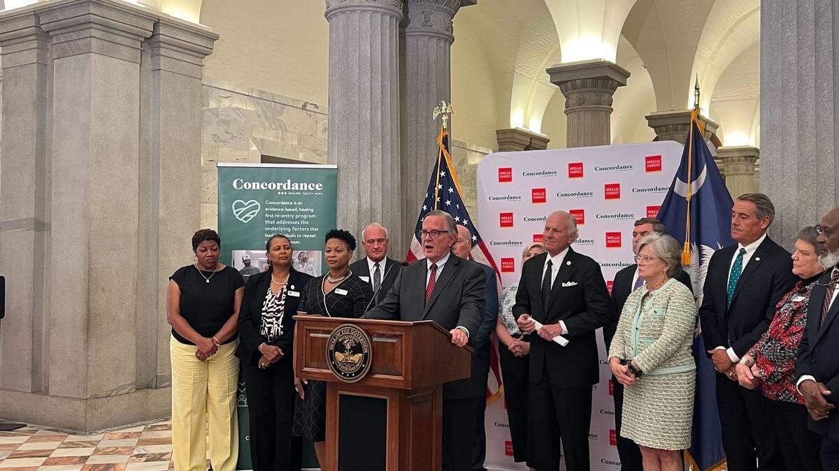 Concordance CEO Danny Ludeman speaks at the South Carolina State House Wednesday, Aug. 2, 2023 about a prison recidivism reduction program planned to come to Greenville in the spring.