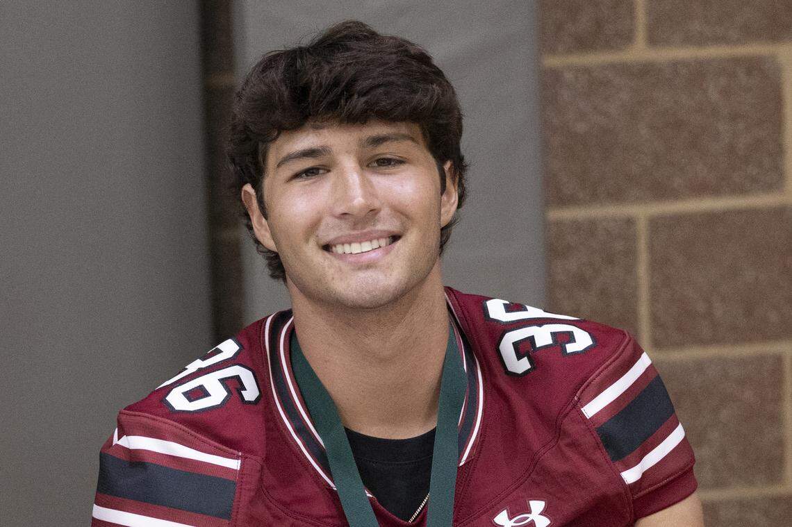 South Carolina football freshman Landon Kurtz (36) appears at the annual Pigskin Poets event held Friday, July 12, 2024 at Drew Wellness Center in Columbia.