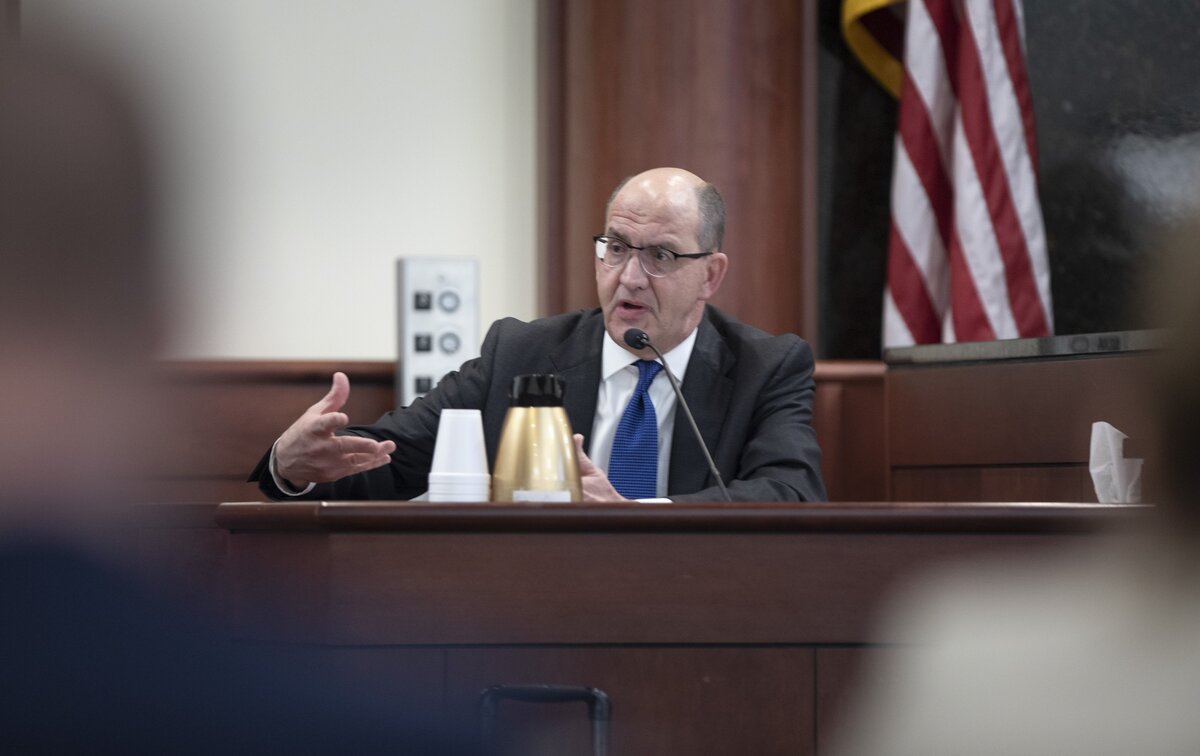 Dr. Richard Frierson, who evaluated Tim Jones at the request of the court, describes his findings to the jury during the trail of Tim Jones in Lexington. Timothy Jones, Jr. is accused of killing his 5 young children in 2014. Jones, who faces the death penalty, has pleaded not guilty by reason of insanity. 5/30/19