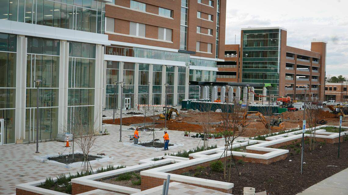 Workers on-site at the new Lexington Medical Center North Tower. The 10-story building will house a two-floor maternity unit and eight new operating rooms for the hospital, which is in West Columbia and services all of Lexington County.