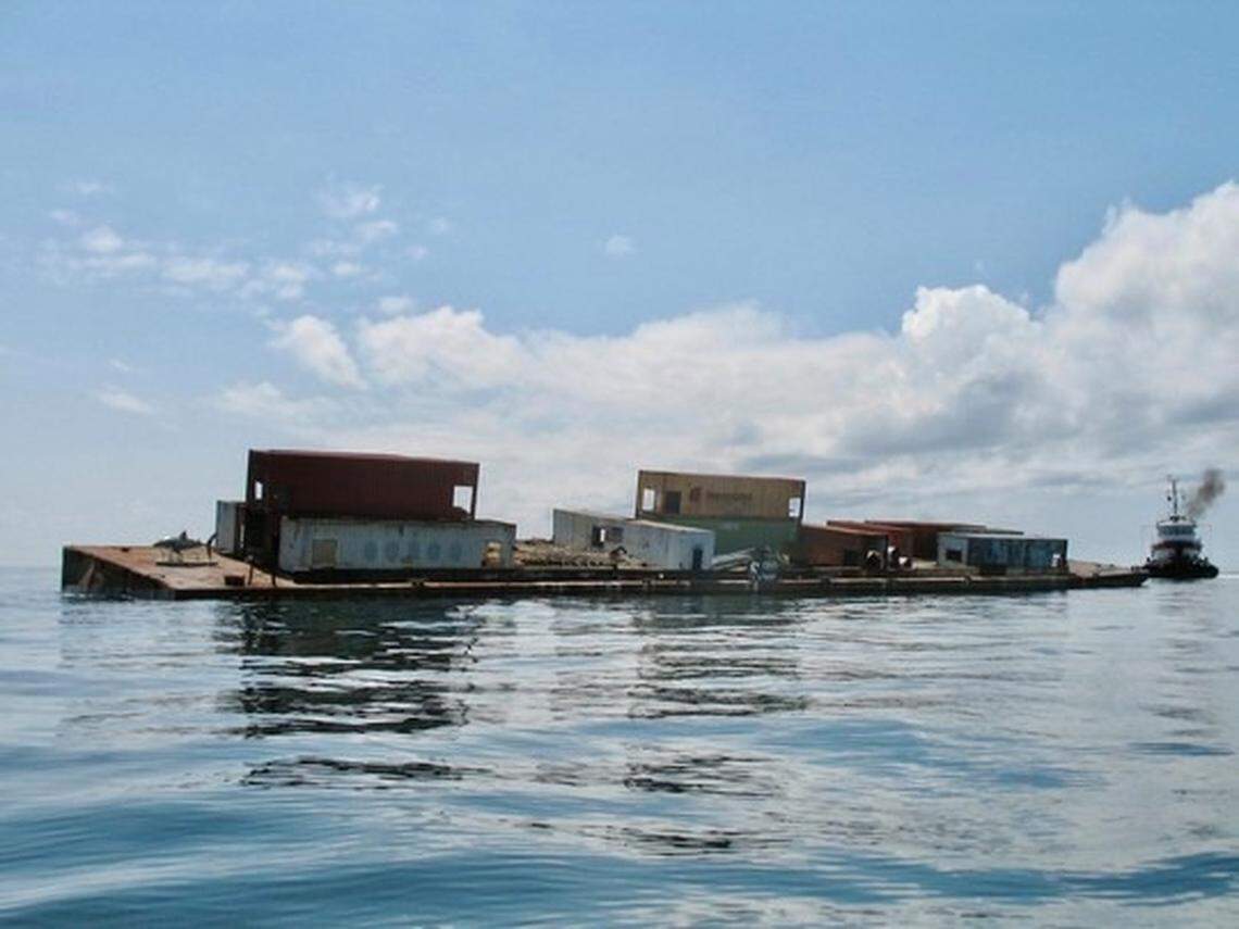 South Carolina biologists will visit the barge soon to see how it landed on the seafloor.