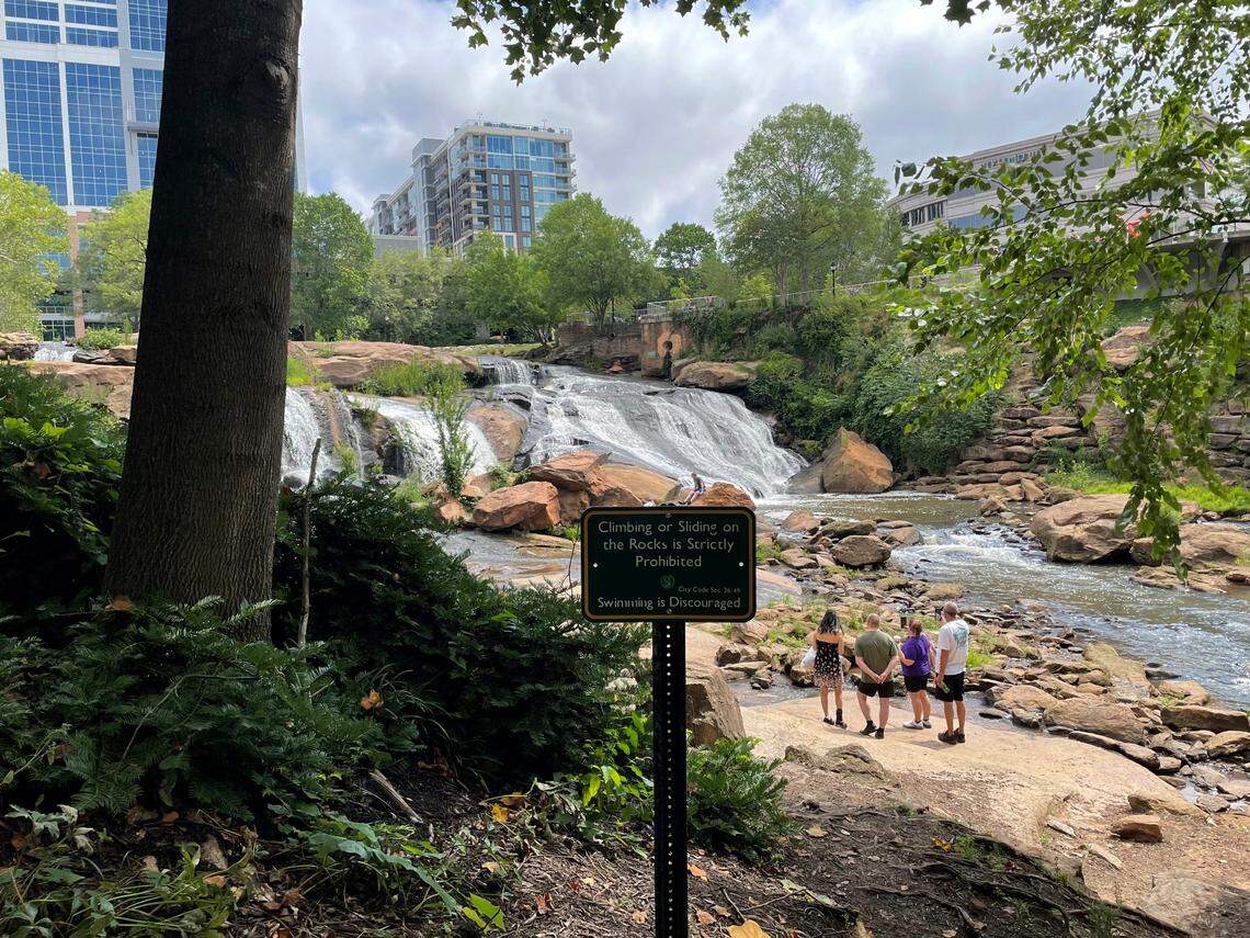 The Reedy River is seen from downtown Greenville, S.C. on Saturday, June 2, 2022.