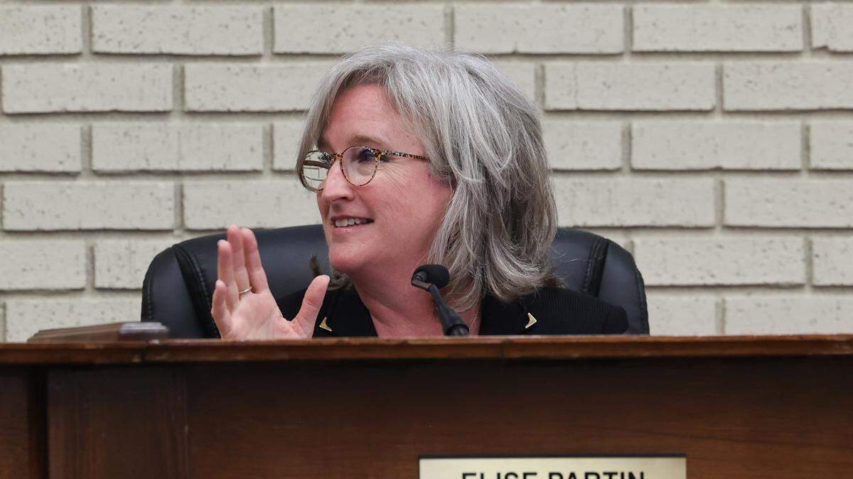 Cayce Mayor Elise Partin makes a point during a meeting of the Cayce City Council on Wednesday, May, 21, 2025.