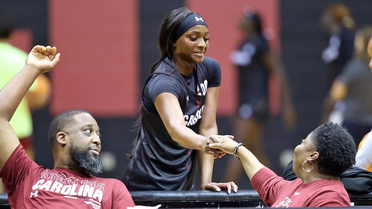 Ta'Niya Latson at South Carolina women's basketball practice on Monday, Sept. 22, 2025.