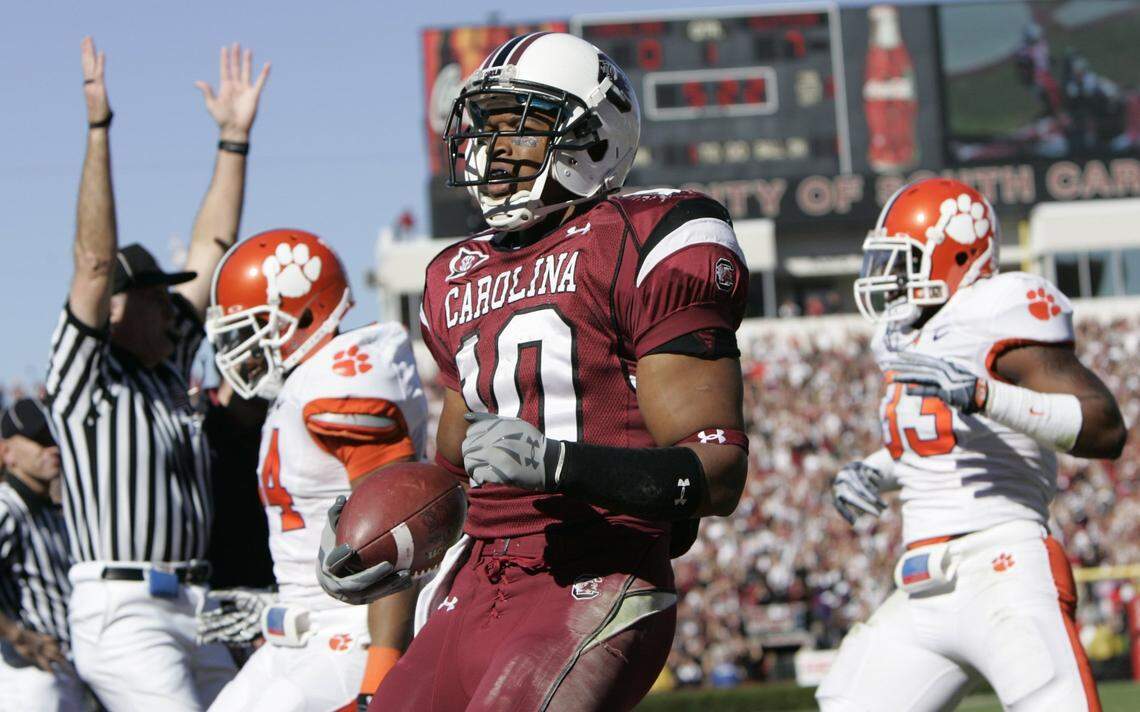 On Nov. 28, 2009: South Carolina’s Brian Maddox scored a first-half touchdown against Clemson at Williams-Brice Stadium.