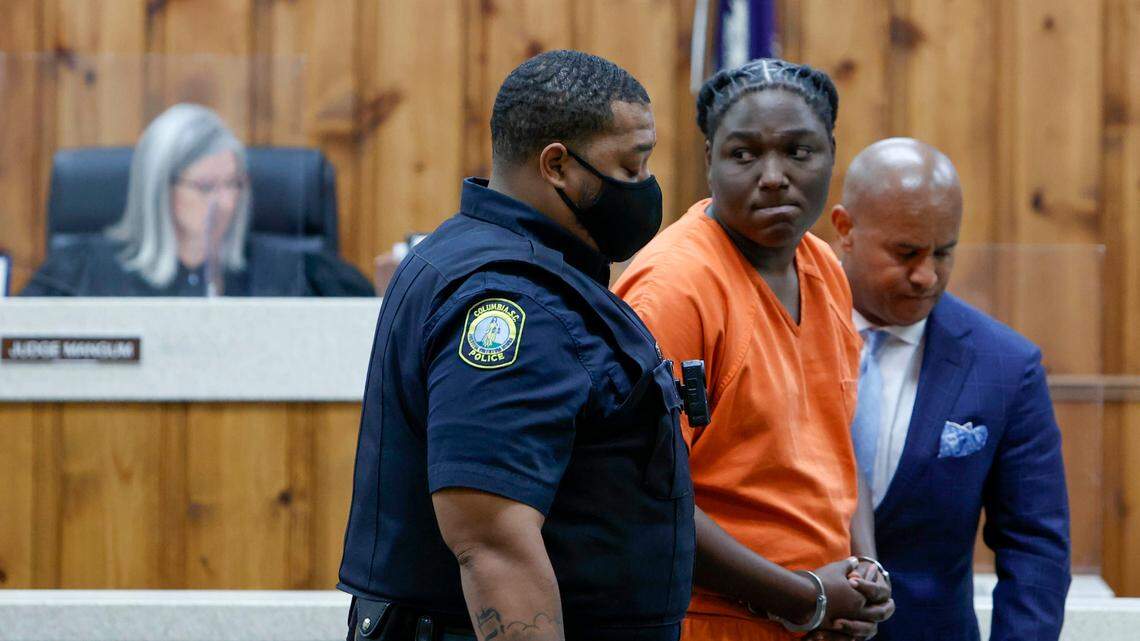 Jewayne M. Price is escorted from Columbia Municipal Court after having his bond denied during a hearing at Columbia Municipal Court on Tuesday, April 19, 2022.