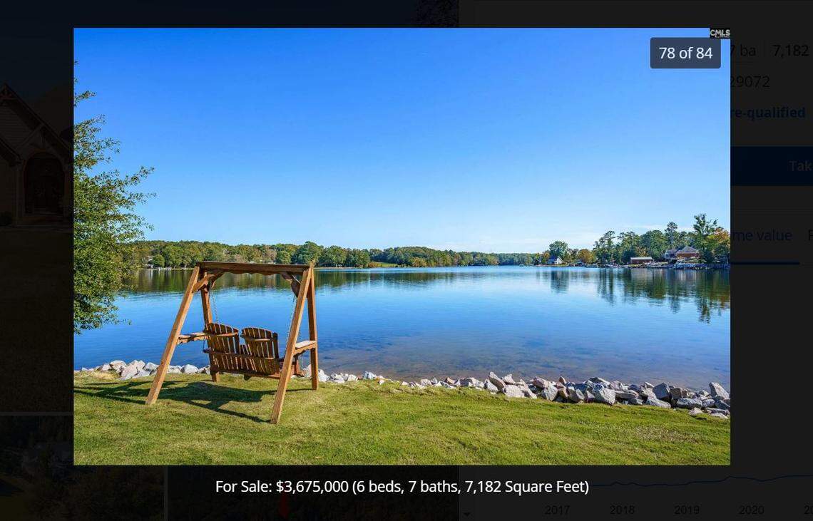 Image of a home listed for sale on Lake Murray for $3.67 million.