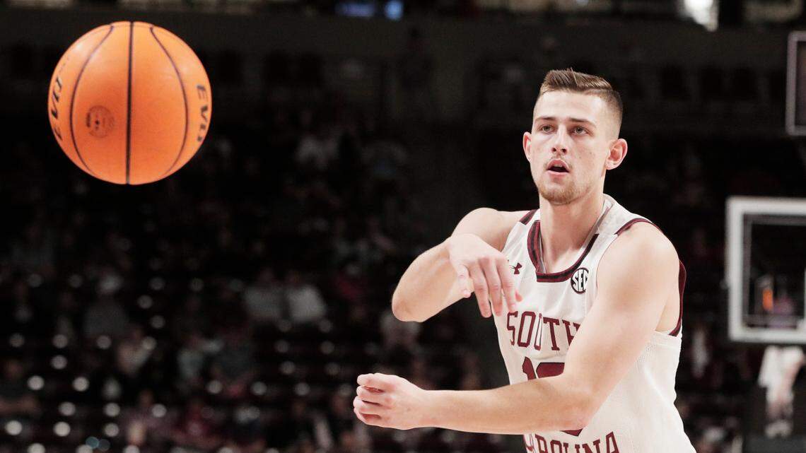 South Carolina’s Erik Stevenson 15 plays Mississippi State on Wednesday, February 23, 2022.