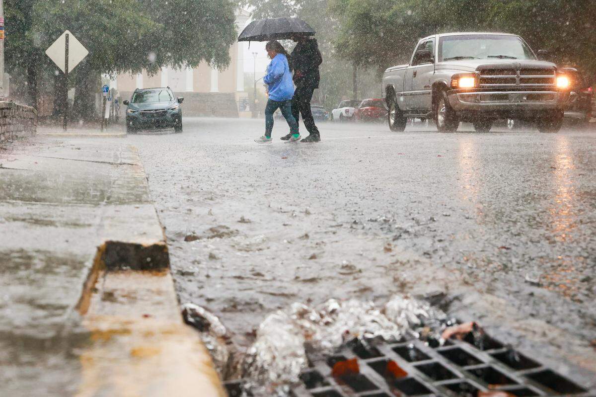 Roads near the University of South Carolina can hardly drain fast enough as Hurricane Helene hits Columbia, South Carolina on Thursday, Sept. 26, 2024.