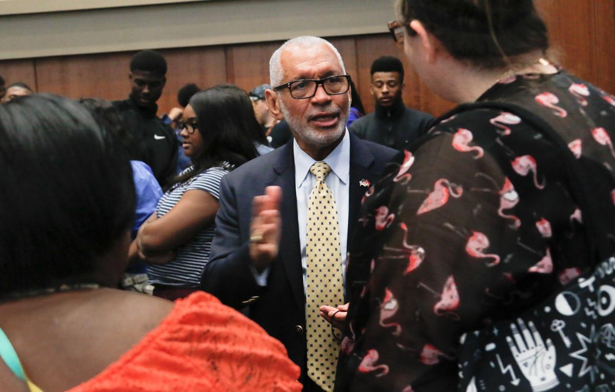 Charles F. Bolden, Jr. speaks to students from C.A. Johnson, Lower Richland and Columbia High School about his upbringing in Columbia and his rise to becoming an astronaut and later the Administrator of the National Aeronautics and Space Administration. Bolden donated his personal collection from his time as an astronaut and from his military career to USC. 5/14/18
