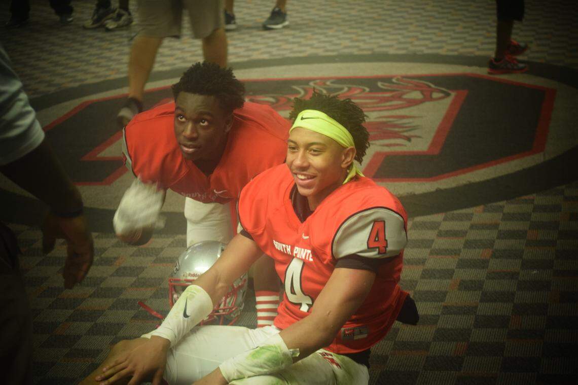 Derion Kendrick (left) and Nick McCloud won two state championships together at South Pointe High. Kendrick won four state titles overall.