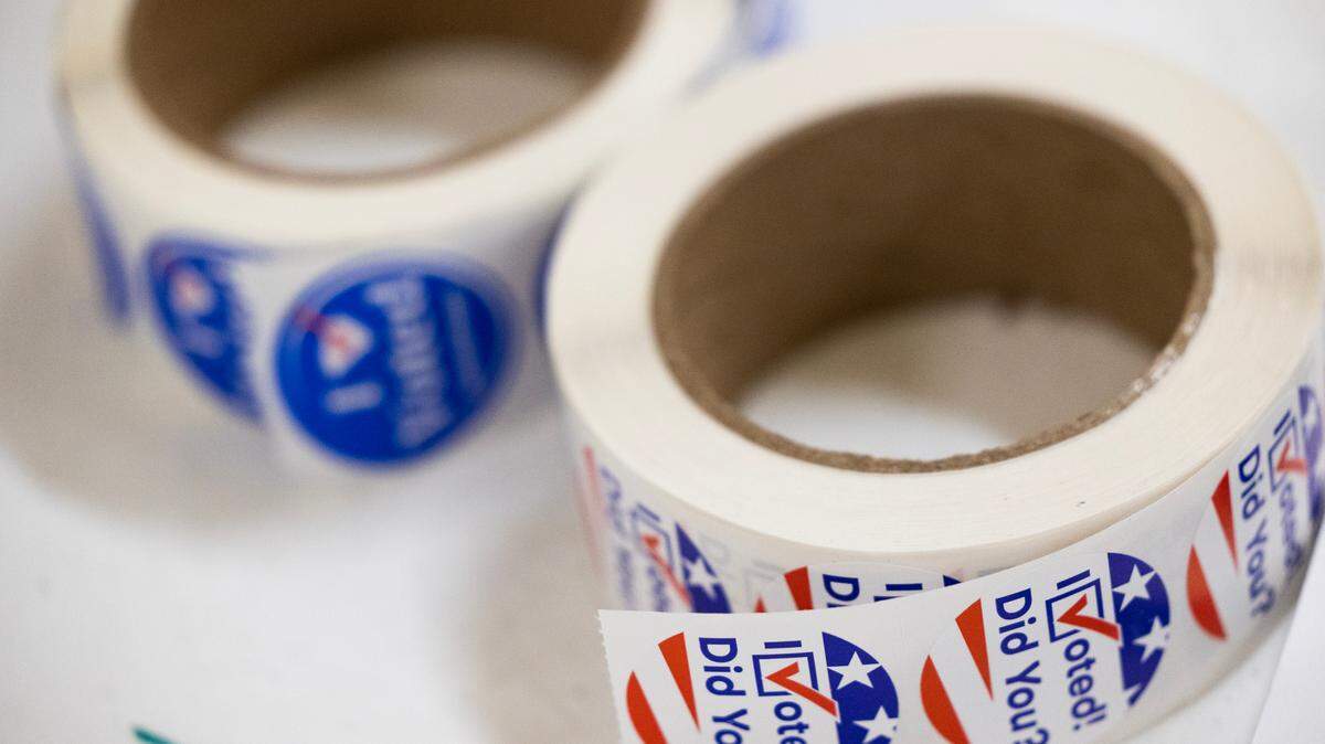 Stickers for voters at the Ward 2 polling place in Columbia, South Carolina on Tuesday, November 8, 2022.