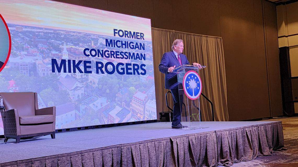 Former Michigan Congressman Mike Rogers speaks at the Vision ’24 Conference in North Charleston on Saturday, March 18, 2023.