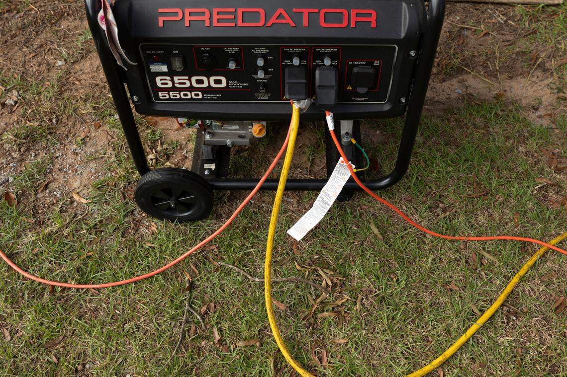 Stephen Wilcox ran extension cords from his generator to his neighbors houses after Hurricane Helene knocked out power to their neighborhood in Earlewood. A large tree from Wilcox’s yard fell, tearing down a power line leaving them without power for almost a week after Hurricane Helene blew through the area.