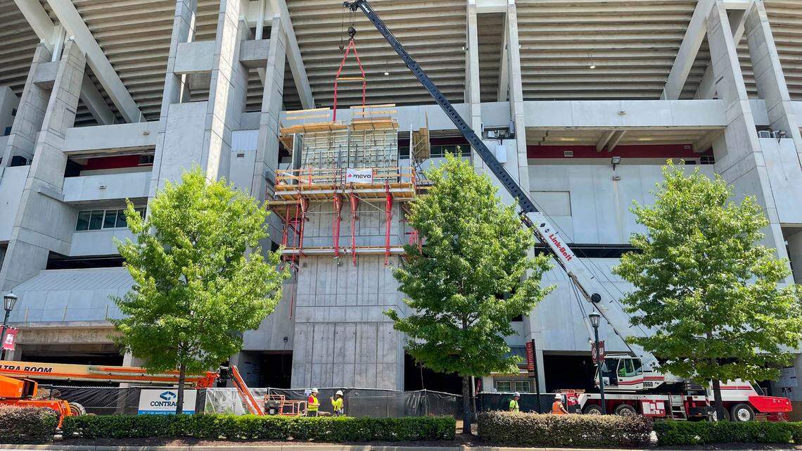 Construction workers at Williams-Brice Stadium on Wednesday, May, 18, 2022.