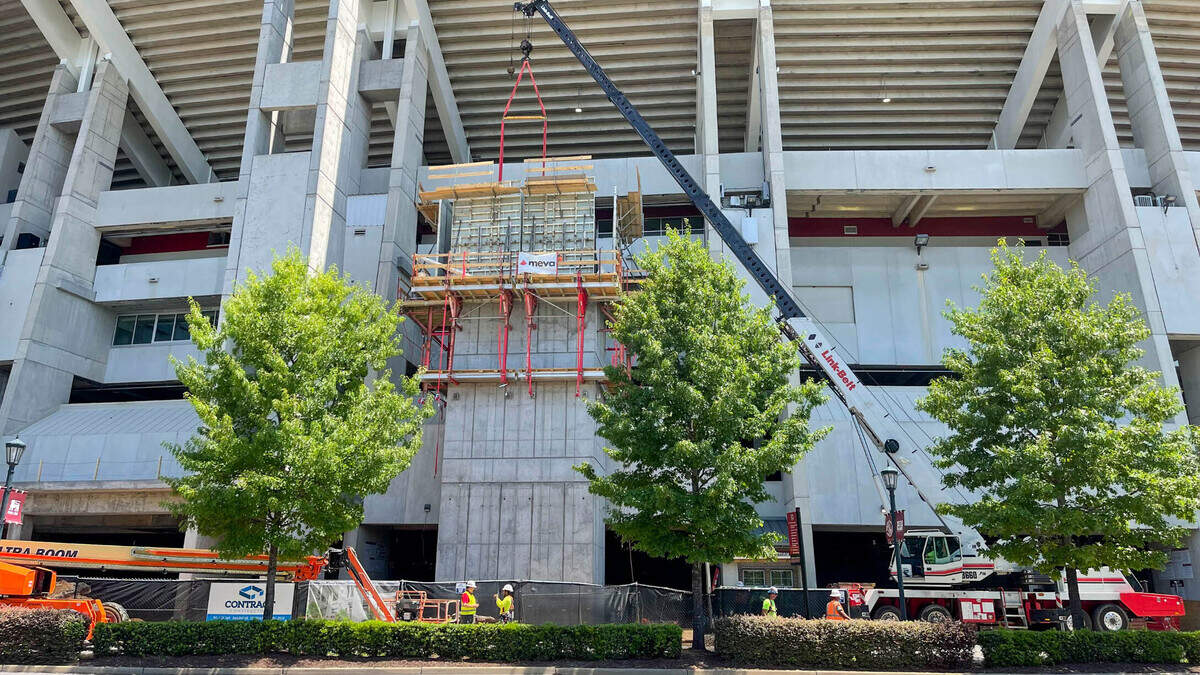Construction workers at Williams-Brice Stadium on Wednesday, May, 18, 2022.