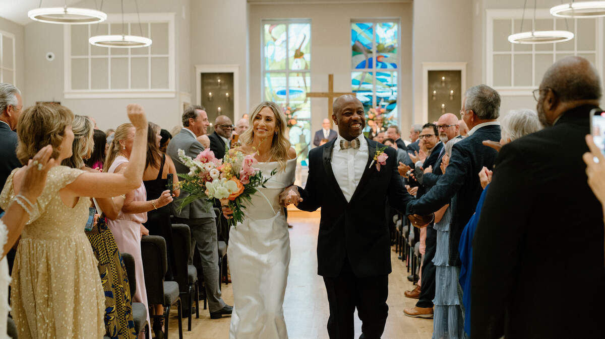 U.S. Sen. Tim Scott marries interior designer Mindy Noce in a private ceremony at Seacoast Church in Mount Pleasant on August 3, 2024.