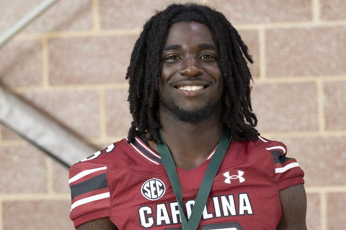 South Carolina football freshman Jalewis Solomon (16) appears at the annual Pigskin Poets event held Friday, July 12, 2024 at Drew Wellness Center in Columbia.