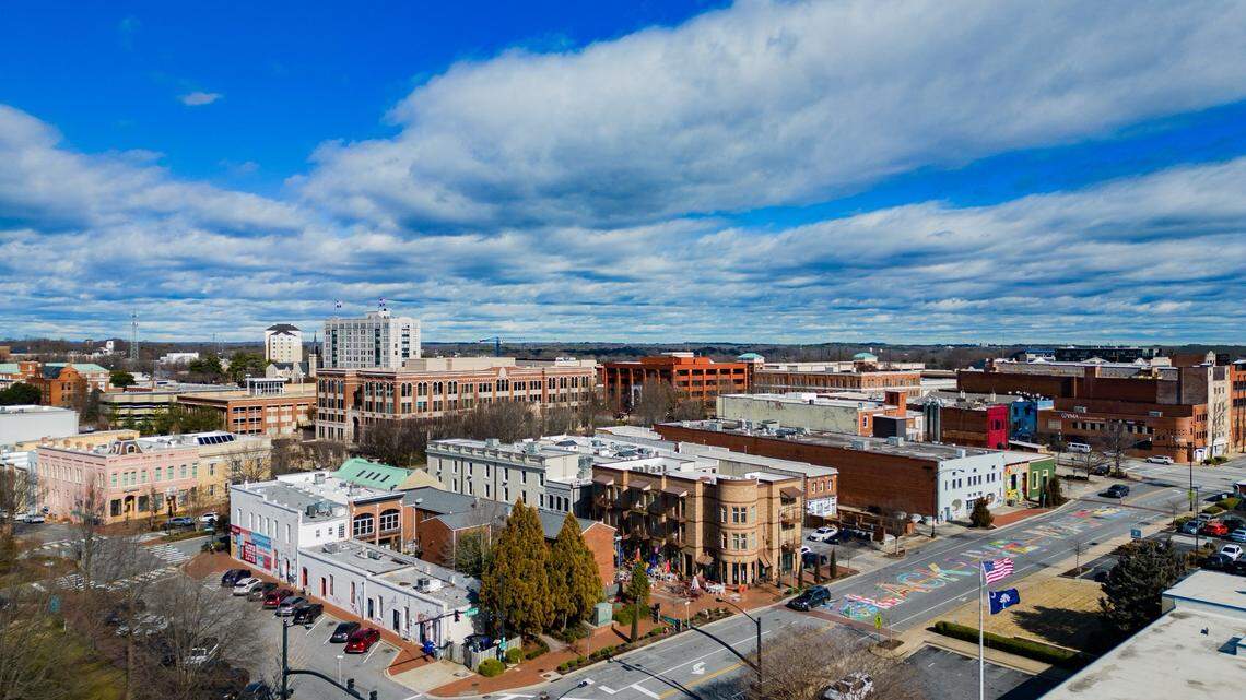 An aerial view of Spartanburg in South Carolina.