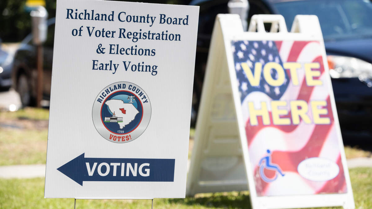 Signs outside the Richland County Administration Building on Wednesday, June 1, 2022.