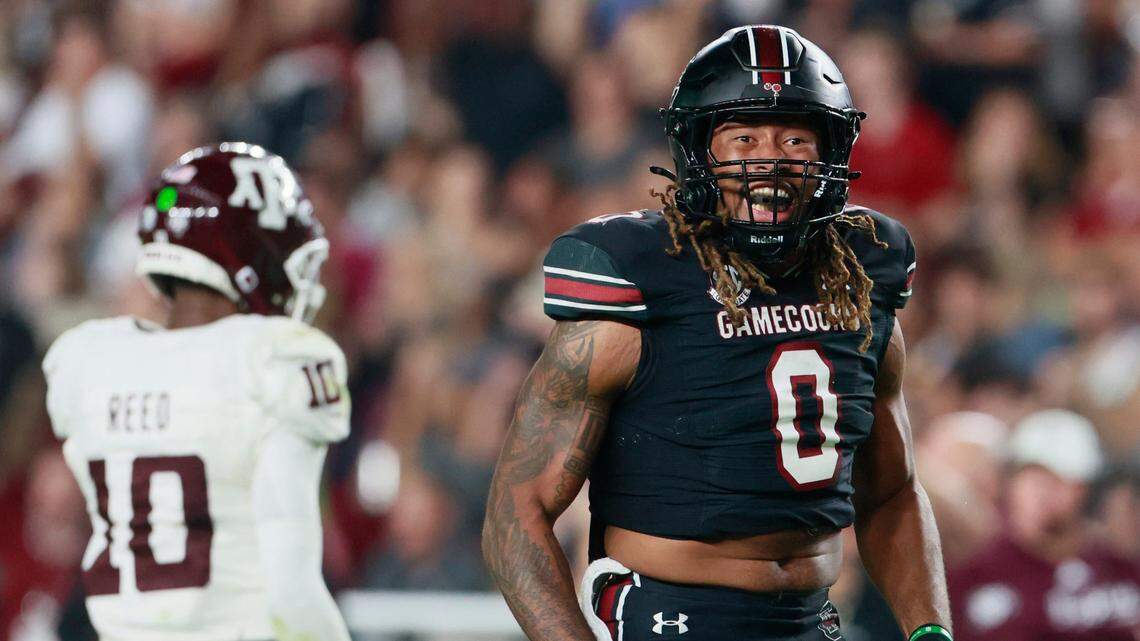 South Carolina linebacker Debo Williams (0) plays Texas A&M at Williams-Brice Stadium on Saturday, November 2, 2024.
