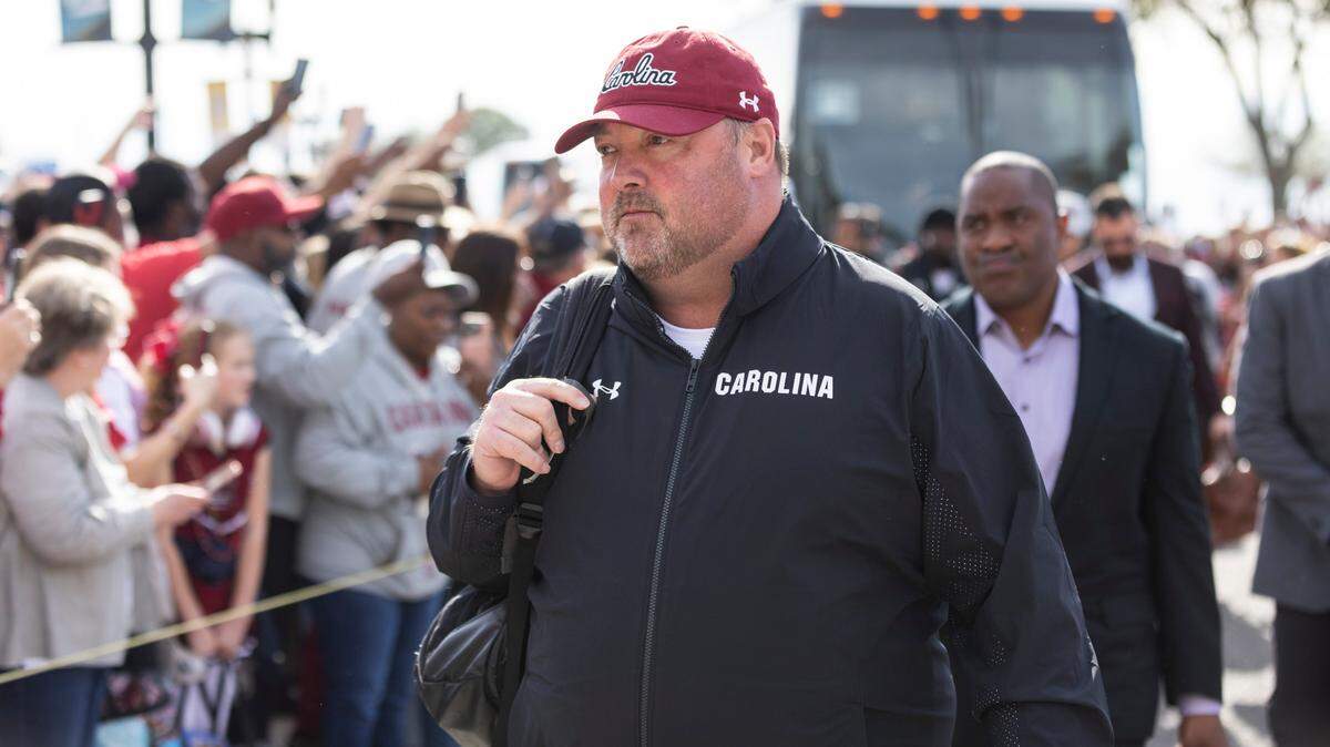 Freddie Kitchens of South Carolina enters TIAA Bank Field in Jacksonville, FL on Friday, Dec. 30, 2022.
