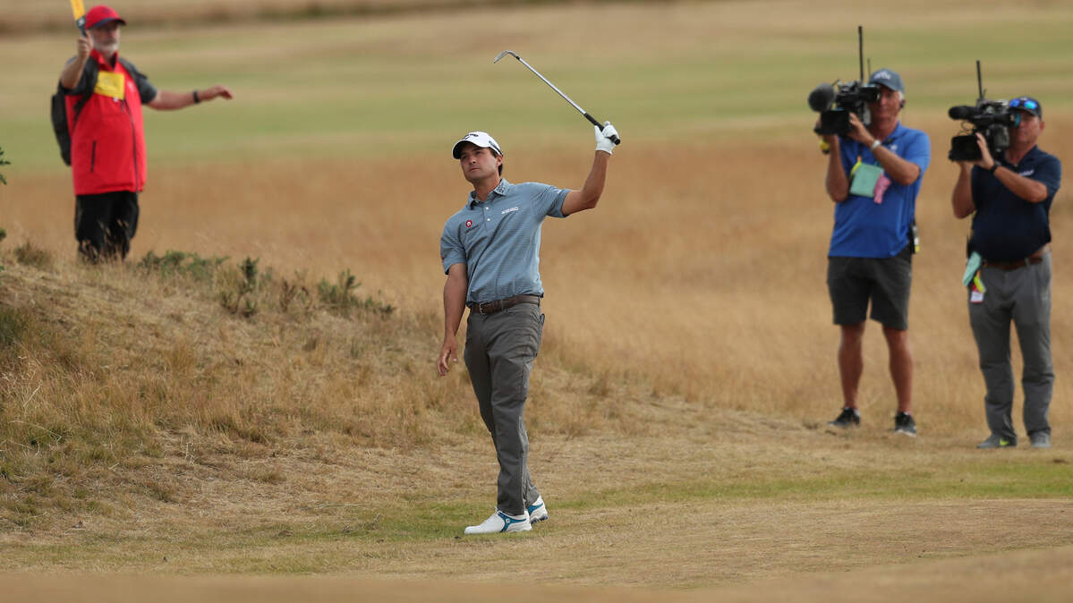 Kevin Kisner of the US plays a shot on the 15th fairway during the final round of the British Open Golf Championship in Carnoustie, Scotland, Sunday July 22, 2018.