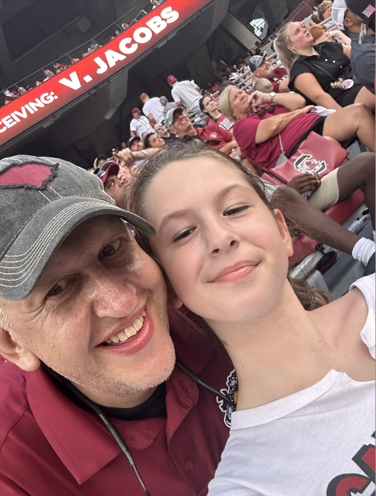 Reed Dyches with his daughter, Elise, at Williams-Brice Stadium.