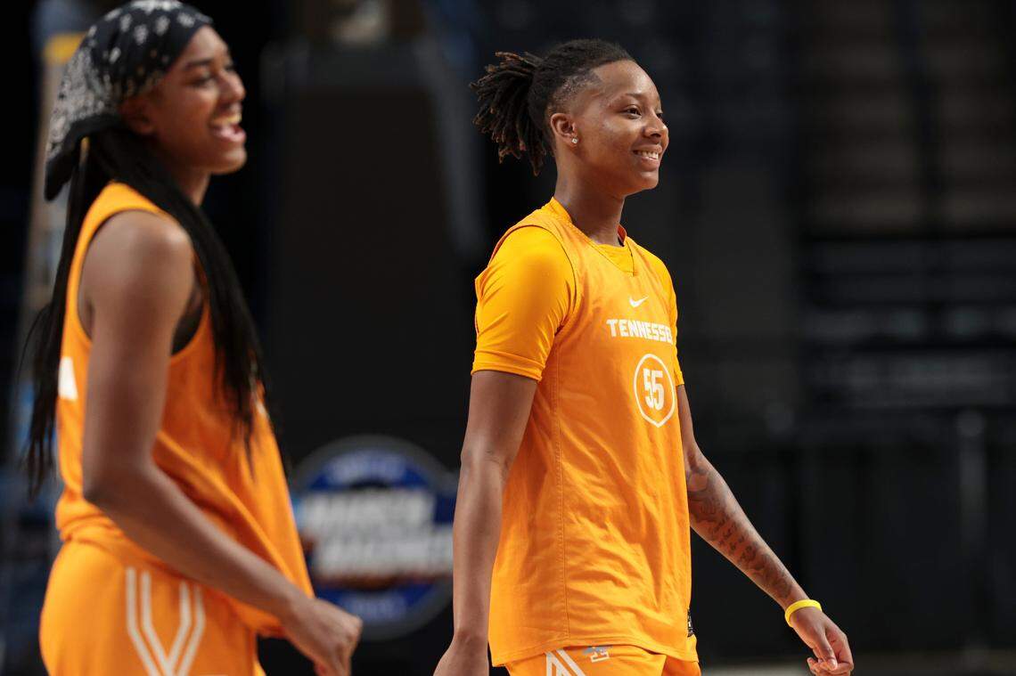 University of Tennessee’s Talaysia Cooper practices at the Legacy Arena in Birmingham on Friday, March 28, 2025. Cooper played her freshman year at the University of South Carolina in 2022-23.
