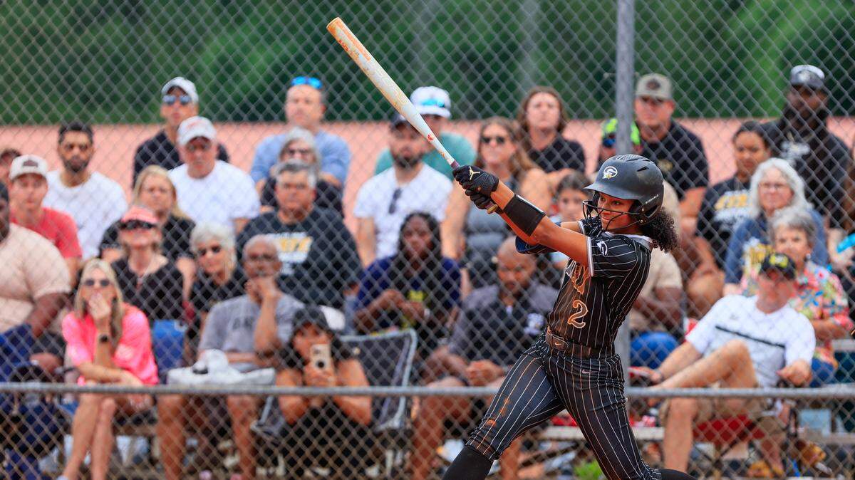 Gray Collegiate’s Aspen Boulware (2) swings against AC Flora in Game 2 of the SC Class 4A softball championship series at AC Flora on Friday, May 29, 2026.